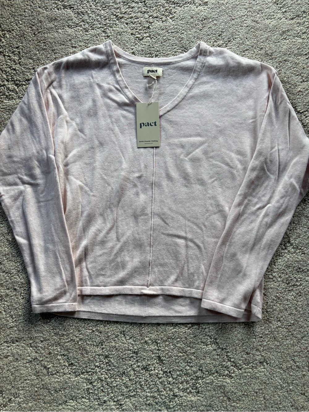 Pact Women's Lightweight V-Neck Sweater in Soft Pink